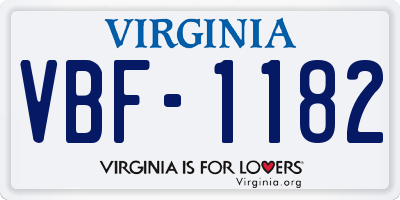 VA license plate VBF1182