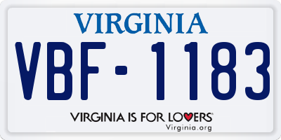 VA license plate VBF1183