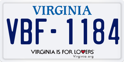 VA license plate VBF1184