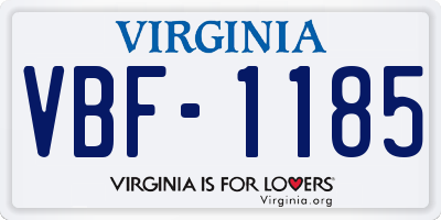 VA license plate VBF1185