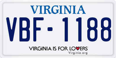 VA license plate VBF1188
