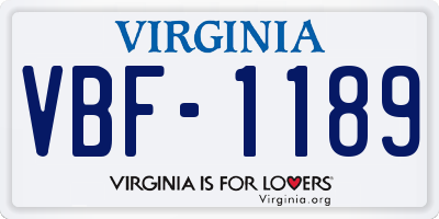 VA license plate VBF1189