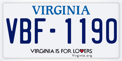 VA license plate VBF1190