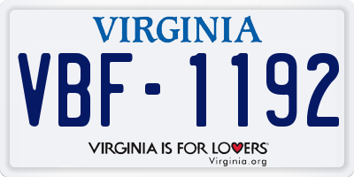 VA license plate VBF1192