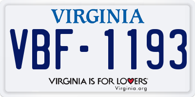 VA license plate VBF1193