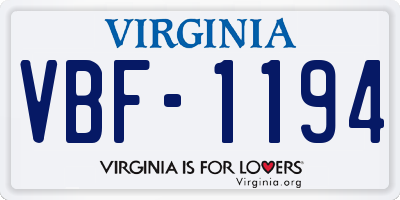 VA license plate VBF1194
