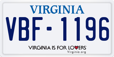 VA license plate VBF1196