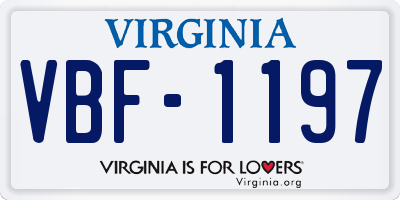 VA license plate VBF1197