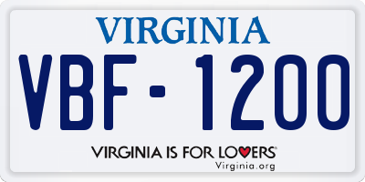 VA license plate VBF1200