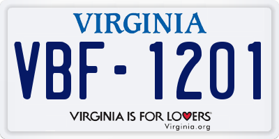 VA license plate VBF1201