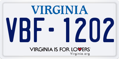 VA license plate VBF1202