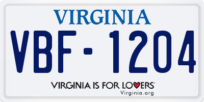VA license plate VBF1204