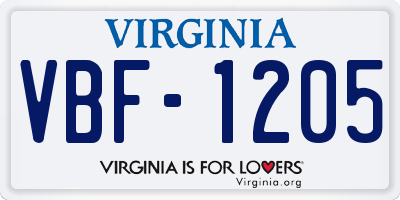 VA license plate VBF1205
