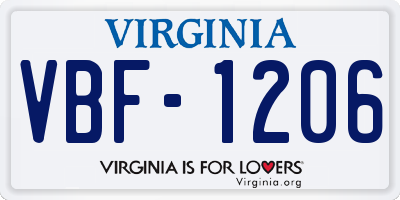 VA license plate VBF1206