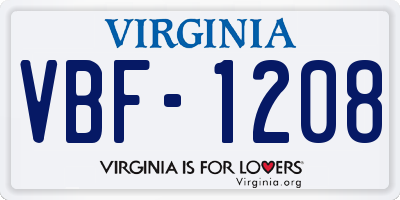 VA license plate VBF1208