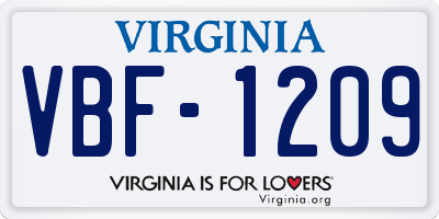 VA license plate VBF1209