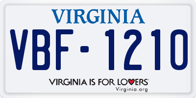 VA license plate VBF1210