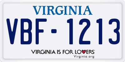 VA license plate VBF1213