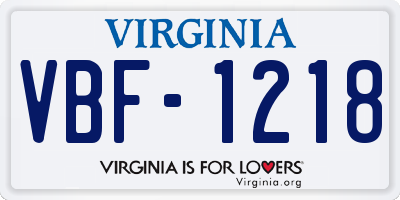 VA license plate VBF1218