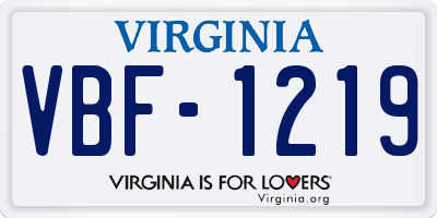 VA license plate VBF1219