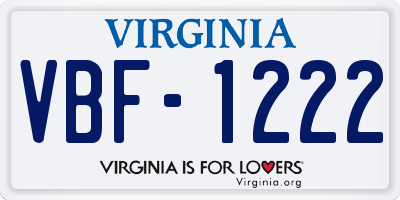 VA license plate VBF1222
