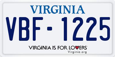 VA license plate VBF1225
