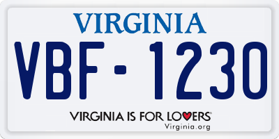 VA license plate VBF1230
