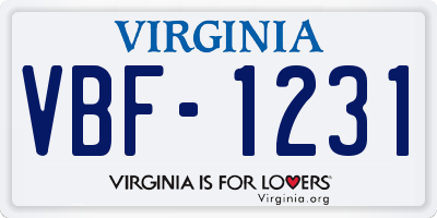 VA license plate VBF1231