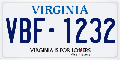 VA license plate VBF1232