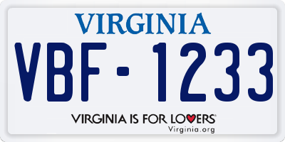 VA license plate VBF1233