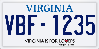 VA license plate VBF1235
