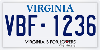 VA license plate VBF1236