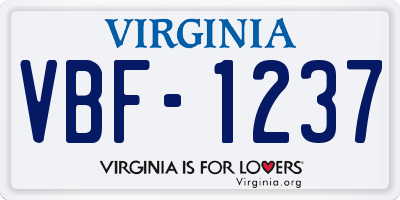 VA license plate VBF1237