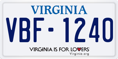 VA license plate VBF1240