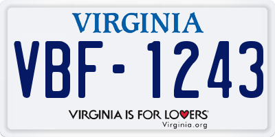 VA license plate VBF1243