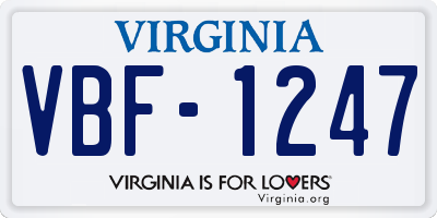 VA license plate VBF1247