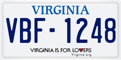 VA license plate VBF1248