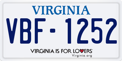 VA license plate VBF1252