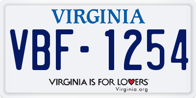 VA license plate VBF1254