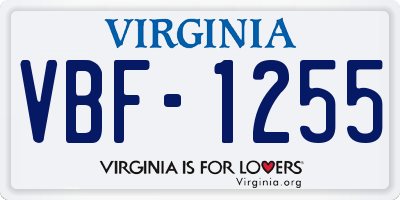 VA license plate VBF1255