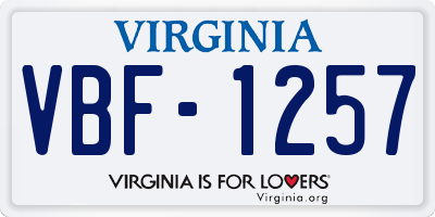 VA license plate VBF1257