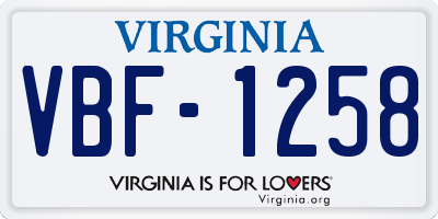 VA license plate VBF1258