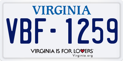 VA license plate VBF1259