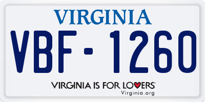 VA license plate VBF1260