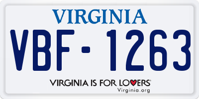 VA license plate VBF1263