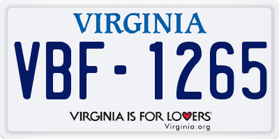 VA license plate VBF1265