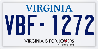 VA license plate VBF1272