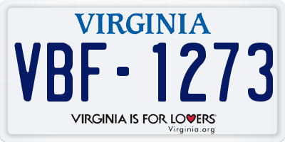 VA license plate VBF1273