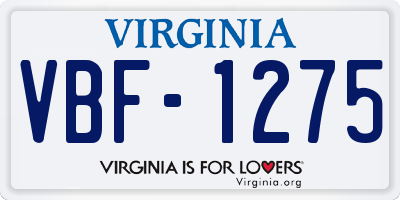 VA license plate VBF1275