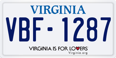 VA license plate VBF1287